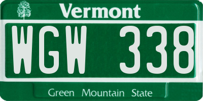 VT license plate WGW338