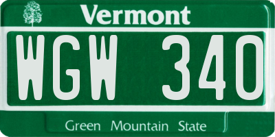 VT license plate WGW340
