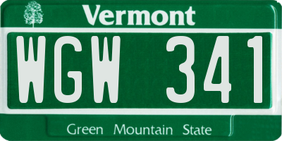 VT license plate WGW341