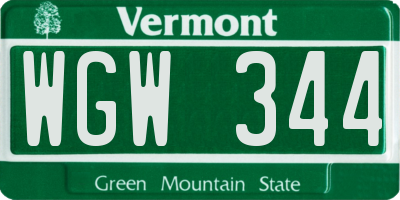 VT license plate WGW344