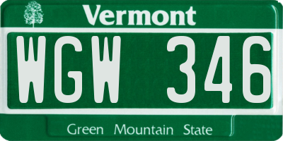 VT license plate WGW346