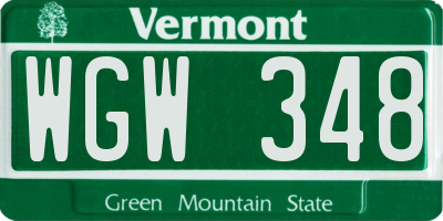 VT license plate WGW348