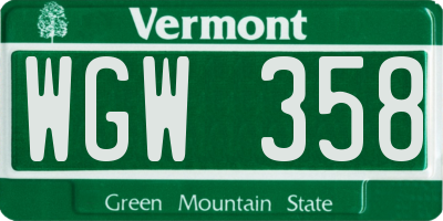 VT license plate WGW358
