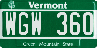 VT license plate WGW360