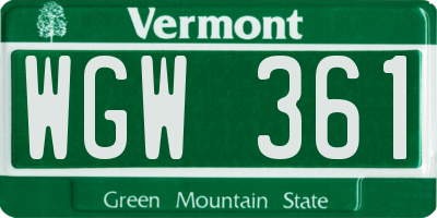 VT license plate WGW361