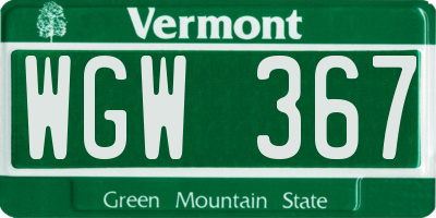 VT license plate WGW367