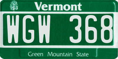 VT license plate WGW368
