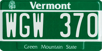VT license plate WGW370