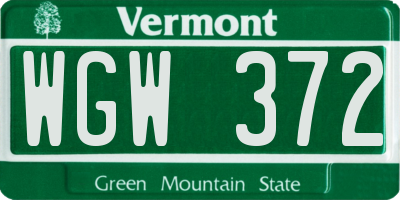 VT license plate WGW372