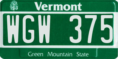 VT license plate WGW375