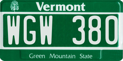 VT license plate WGW380