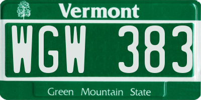 VT license plate WGW383