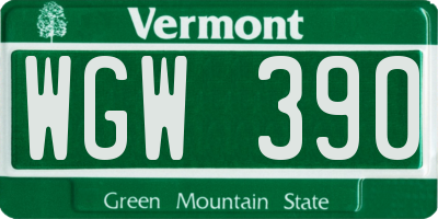 VT license plate WGW390