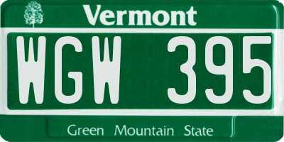 VT license plate WGW395