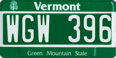VT license plate WGW396