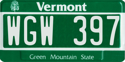 VT license plate WGW397