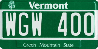 VT license plate WGW400
