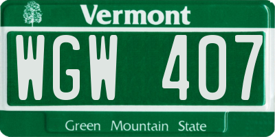 VT license plate WGW407
