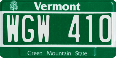 VT license plate WGW410