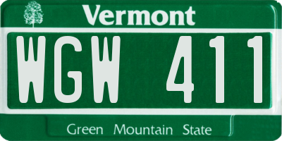 VT license plate WGW411