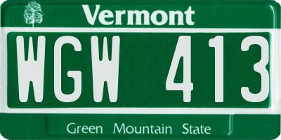 VT license plate WGW413