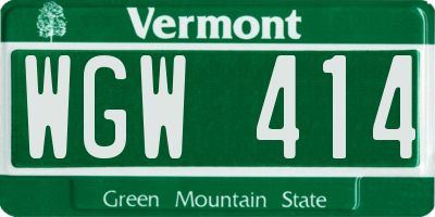 VT license plate WGW414