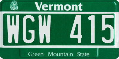 VT license plate WGW415