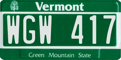 VT license plate WGW417