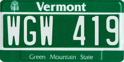 VT license plate WGW419