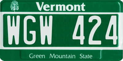 VT license plate WGW424