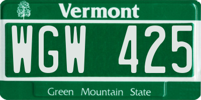 VT license plate WGW425
