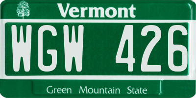 VT license plate WGW426