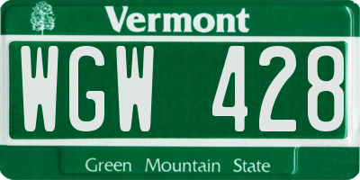VT license plate WGW428