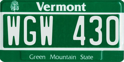 VT license plate WGW430