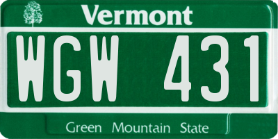 VT license plate WGW431