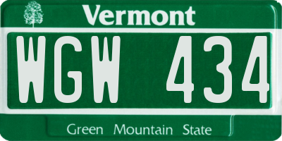 VT license plate WGW434