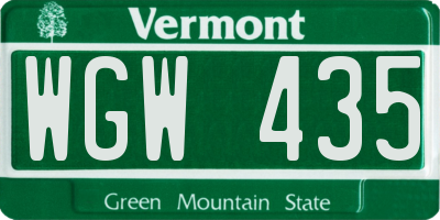VT license plate WGW435