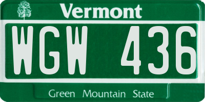 VT license plate WGW436