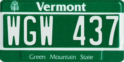 VT license plate WGW437