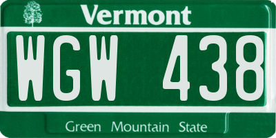 VT license plate WGW438