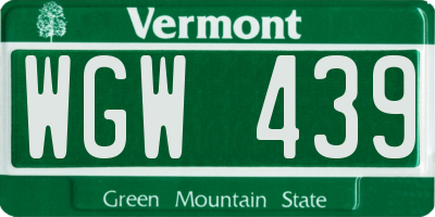 VT license plate WGW439