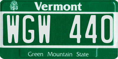 VT license plate WGW440