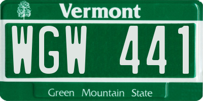 VT license plate WGW441