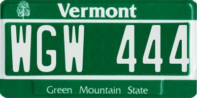 VT license plate WGW444