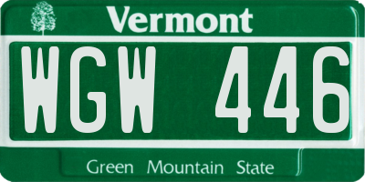 VT license plate WGW446