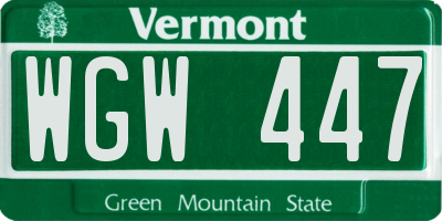 VT license plate WGW447