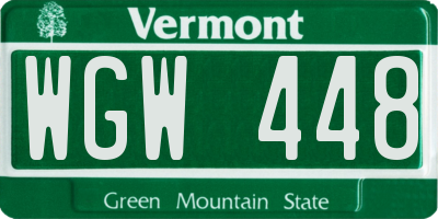 VT license plate WGW448