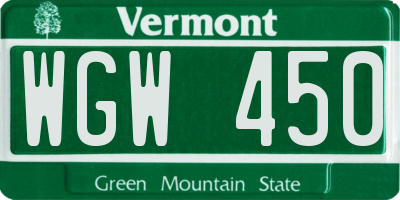 VT license plate WGW450