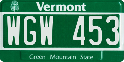 VT license plate WGW453