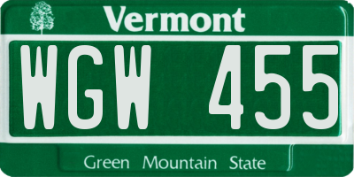 VT license plate WGW455